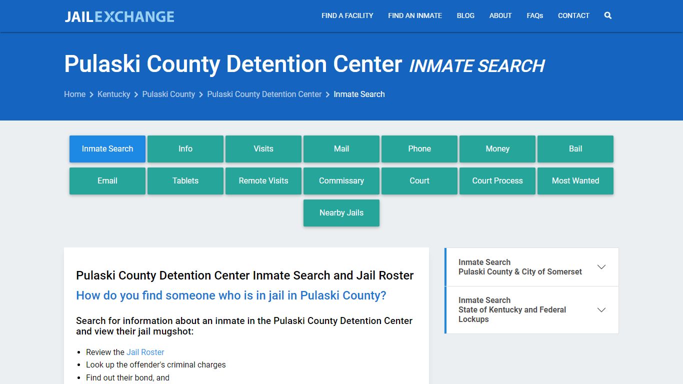 Pulaski County Detention Center Inmate Search - Jail Exchange